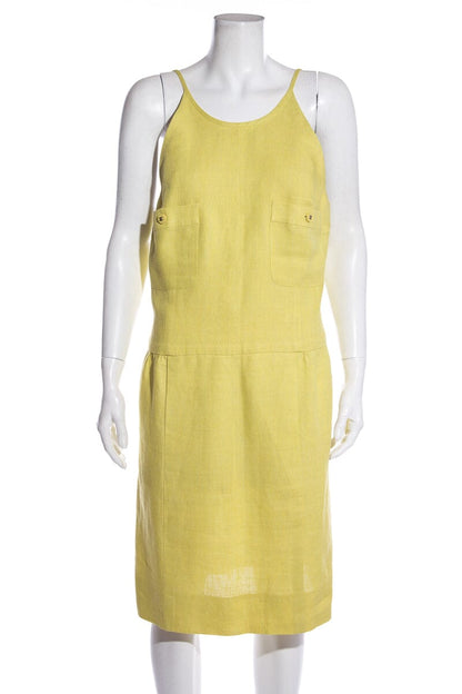 Chanel Citrine Dress With Button Detail SZ 40