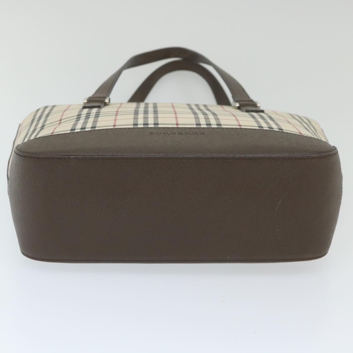 Burberry Nova Check Tote Bag Nylon Beige Auth 59816