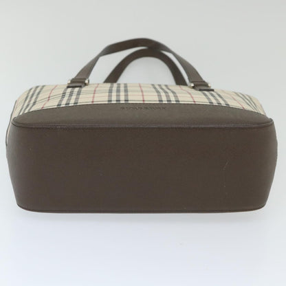 Burberry Nova Check Tote Bag Nylon Beige Auth 59816