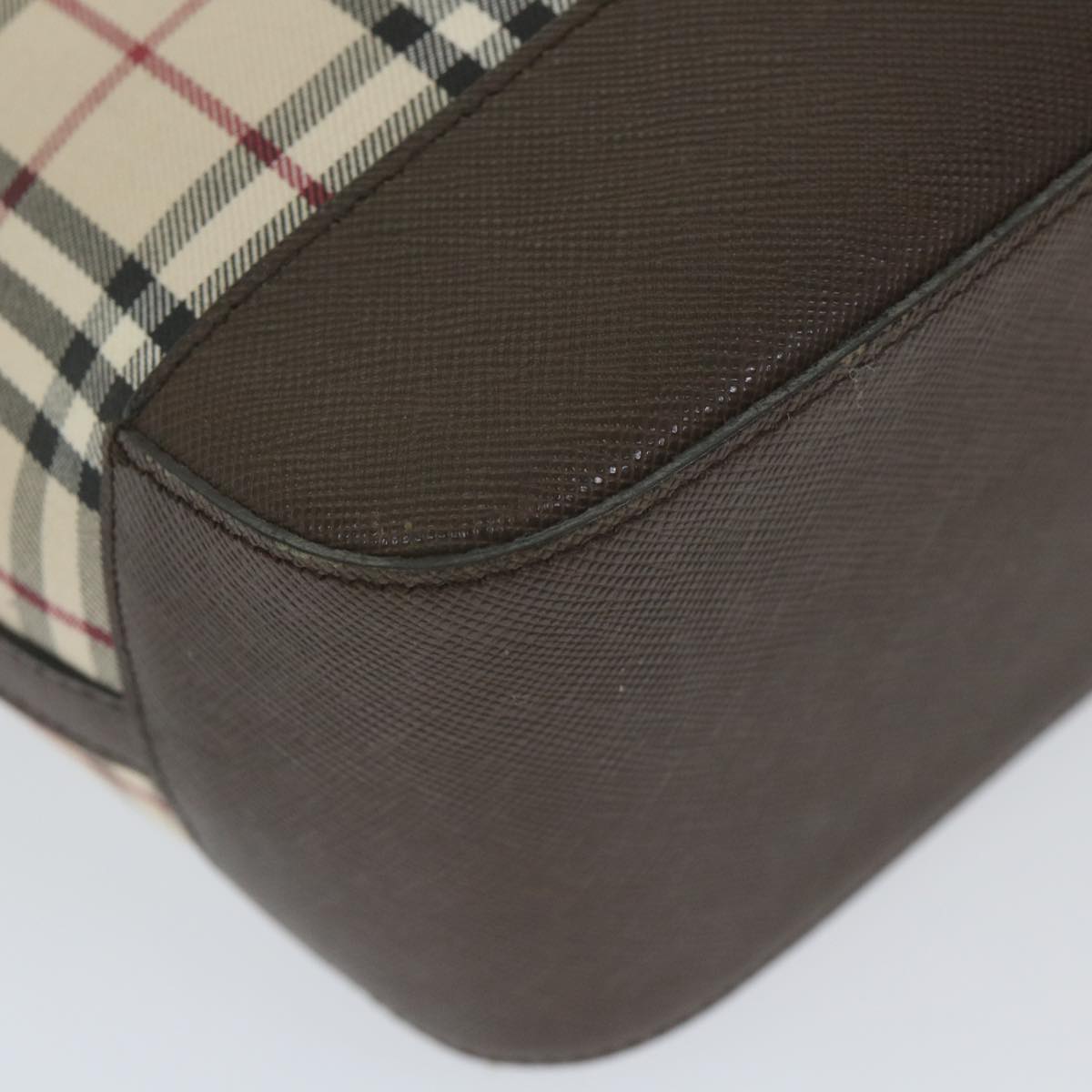 Burberry Nova Check Tote Bag Nylon Beige Auth 59816