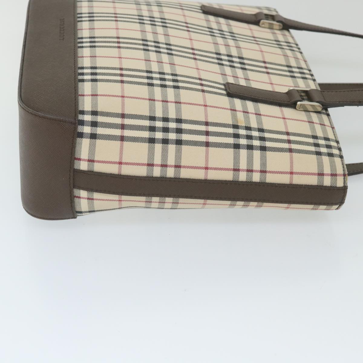 Burberry Nova Check Tote Bag Nylon Beige Auth 59816