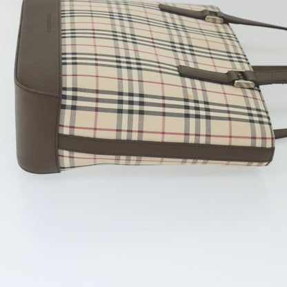 Burberry Nova Check Tote Bag Nylon Beige Auth 59816