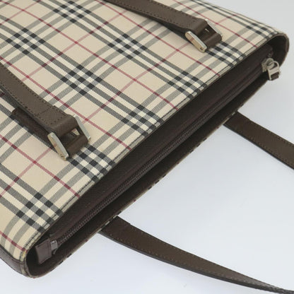 Burberry Nova Check Tote Bag Nylon Beige Auth 59816