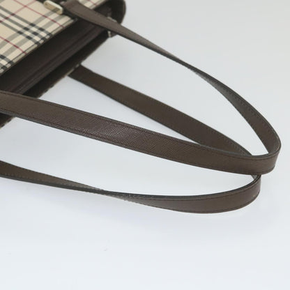 Burberry Nova Check Tote Bag Nylon Beige Auth 59816