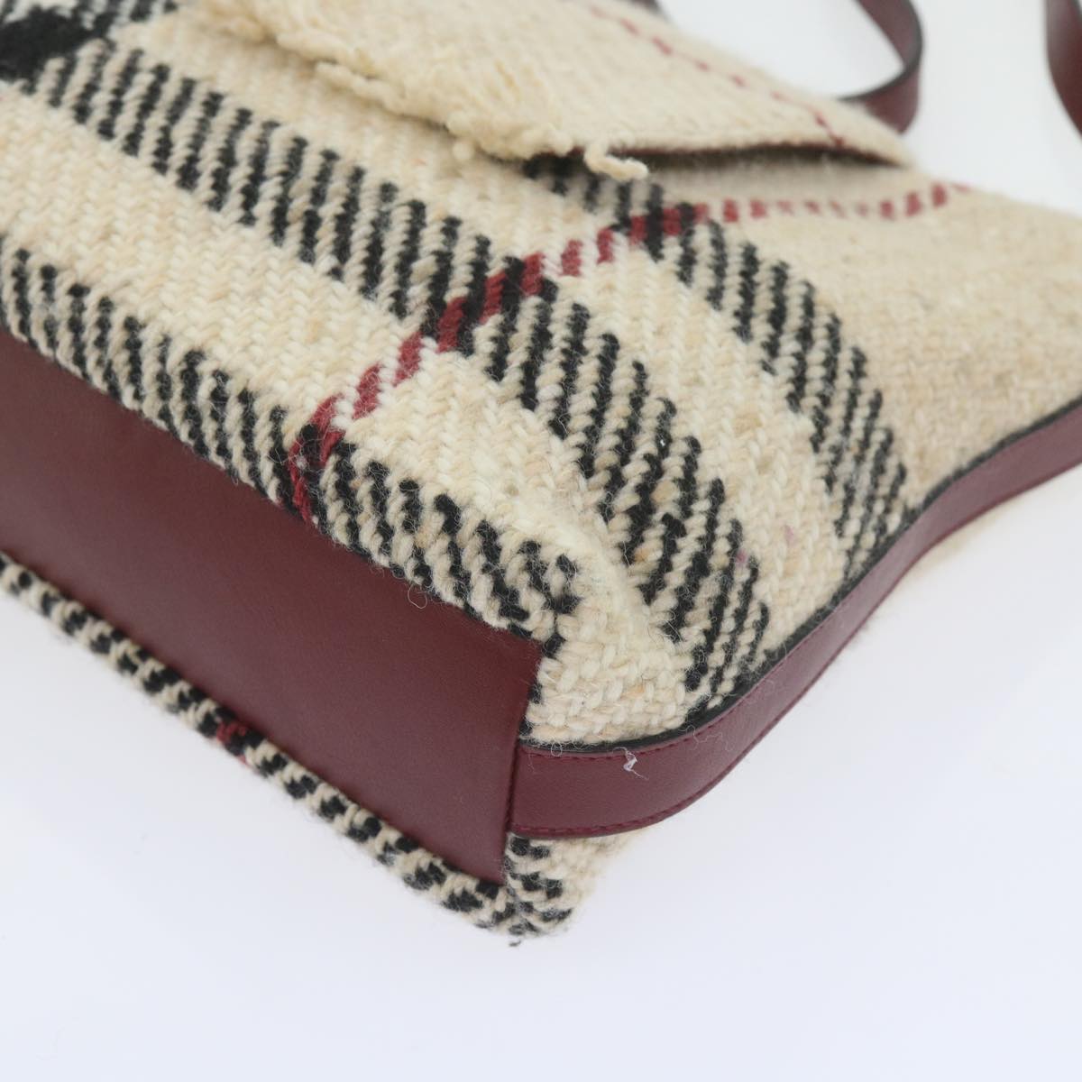 Burberry Nova Check Shoulder Bag Wool Beige Auth 59951