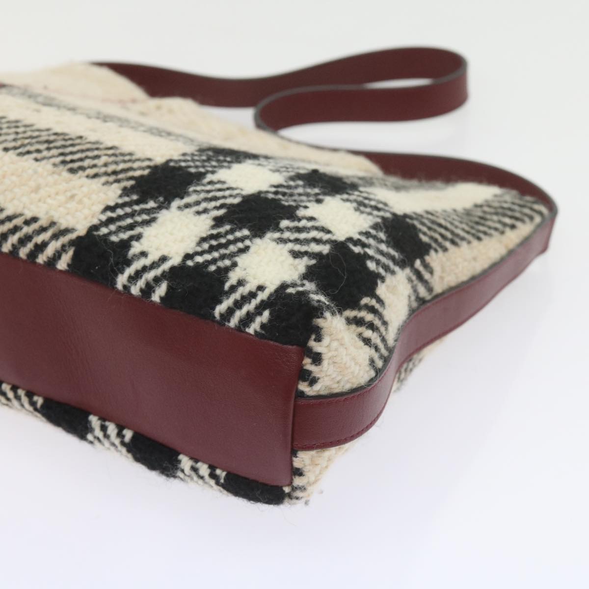 Burberry Nova Check Shoulder Bag Wool Beige Auth 59951