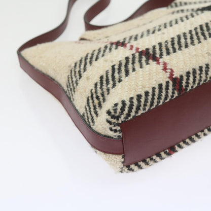 Burberry Nova Check Shoulder Bag Wool Beige Auth 59951