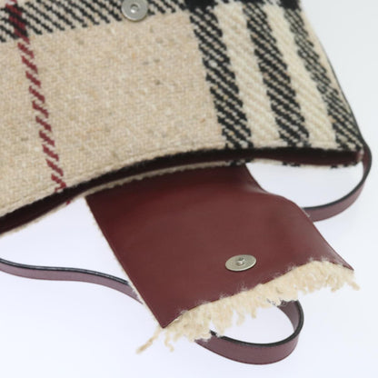 Burberry Nova Check Shoulder Bag Wool Beige Auth 59951