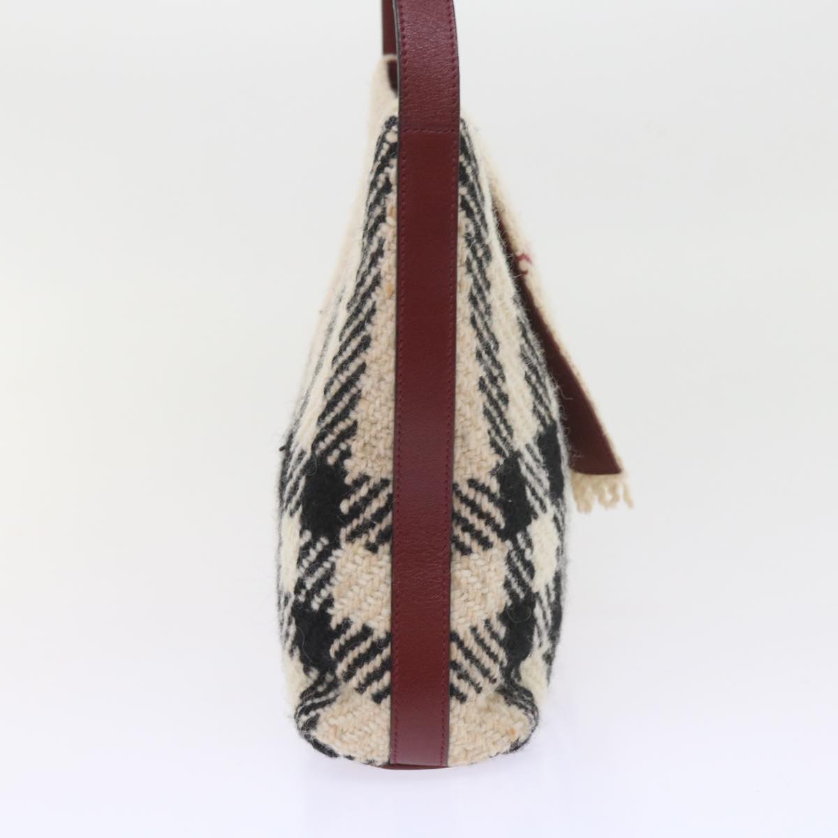Burberry Nova Check Shoulder Bag Wool Beige Auth 59951