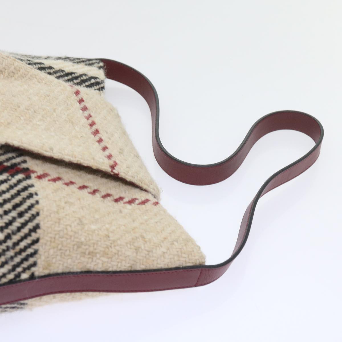 Burberry Nova Check Shoulder Bag Wool Beige Auth 59951