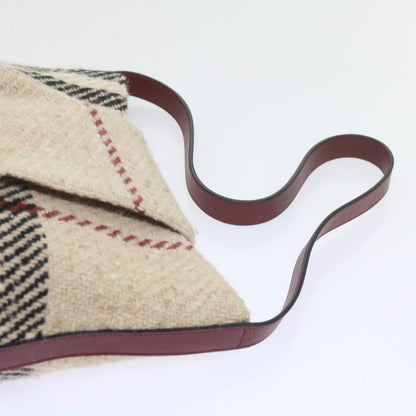 Burberry Nova Check Shoulder Bag Wool Beige Auth 59951