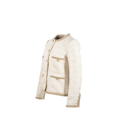 Chanel Size 34 Tweed Jacket White/Gold