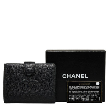 Chanel Cocomark Double Folded Wallet Black Caviar  Leather  CHANEL