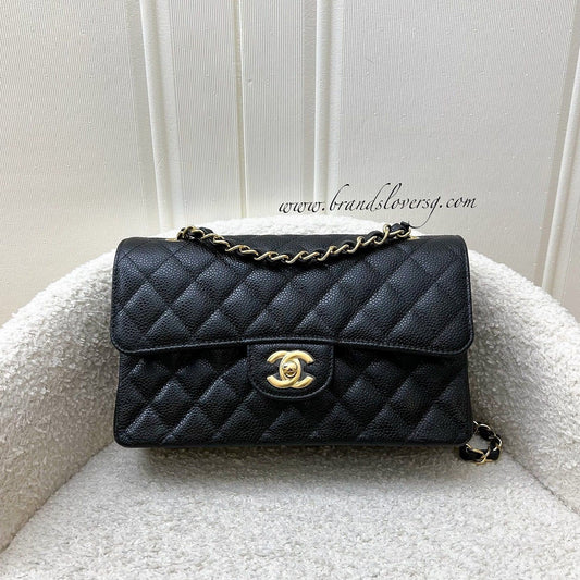Chanel Small Classic Flap CF in Black Caviar and GHW (Model: A01113)