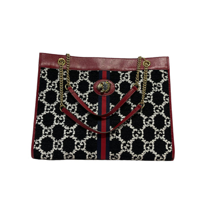 Gucci Rajah Tote Large GG Supreme Cherry Black White GHW
