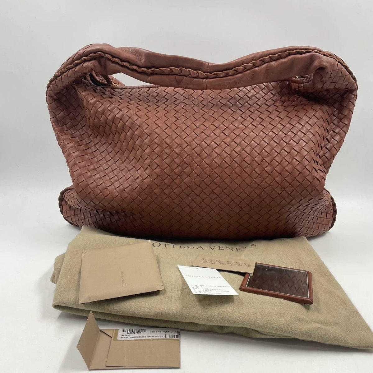 Bottega Veneta Intrecciato Hobo Bag in Brown Red Nappa leather Large