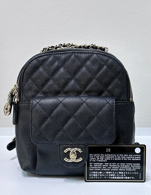 CHANEL Caviar Quilted Small CC Day Backpack Black