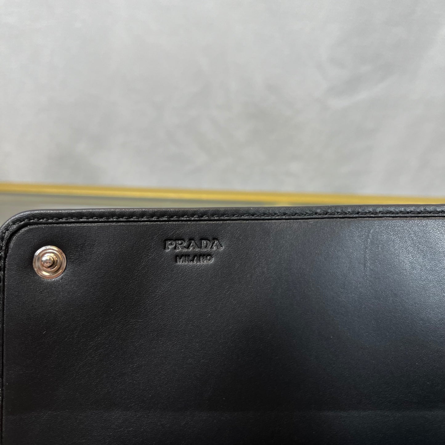 Prada Black Tessuto Nylon Beaded Wallet on Chain