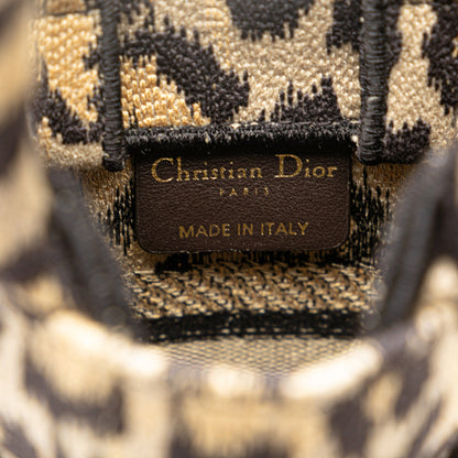 Mizza Mini Embroidered Canvas Leopard Vertical Book Tote