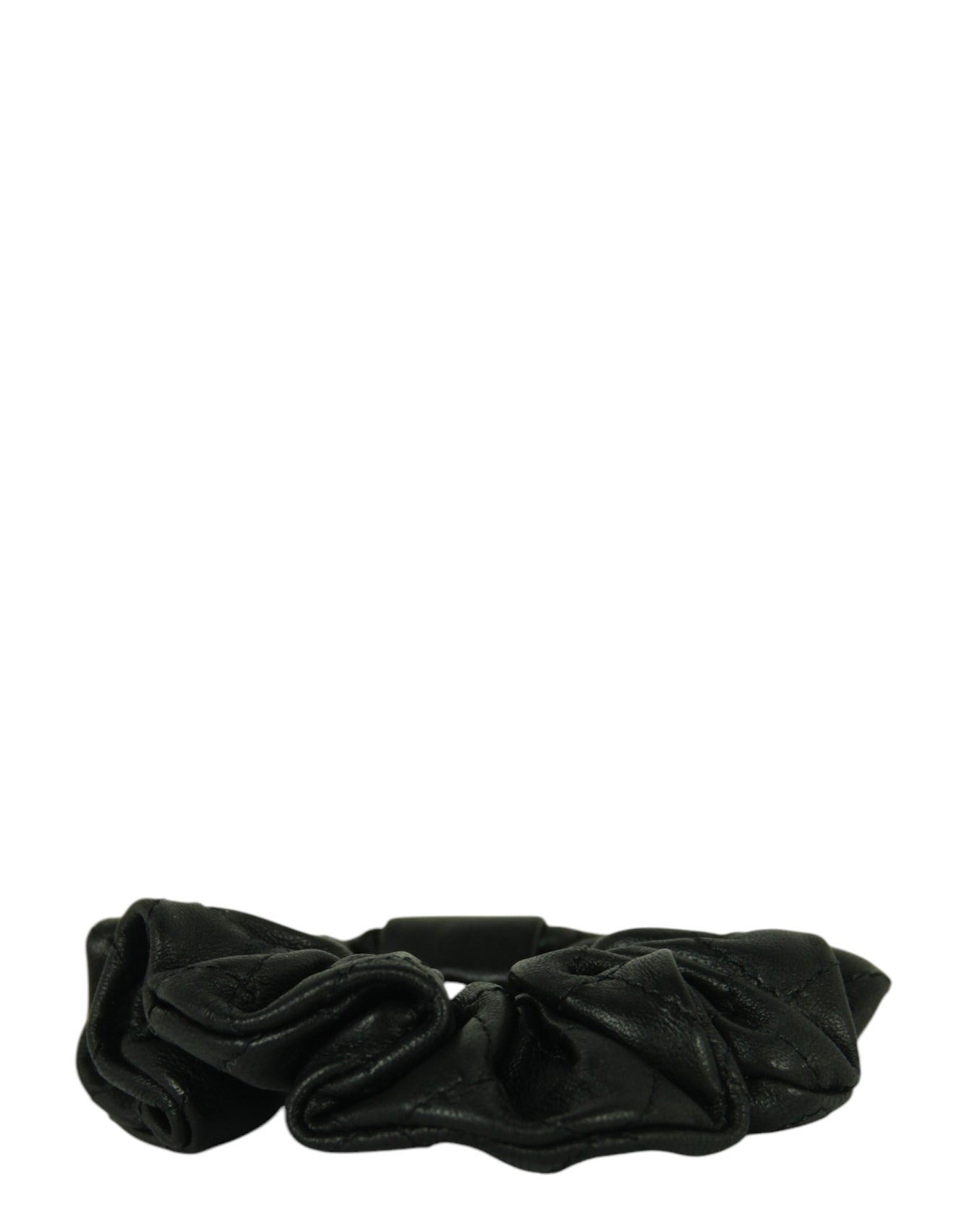 Chanel '21 Black Lambskin Quilted CC Hair Scrunchie