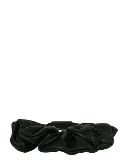 Chanel '21 Black Lambskin Quilted CC Hair Scrunchie