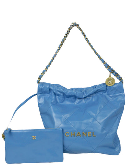 Chanel 2024 Blue Leather Quilted Chanel 22 Tote Bag