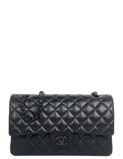 Chanel 2025 SO BLACK Lambskin Medium Double Flap Bag