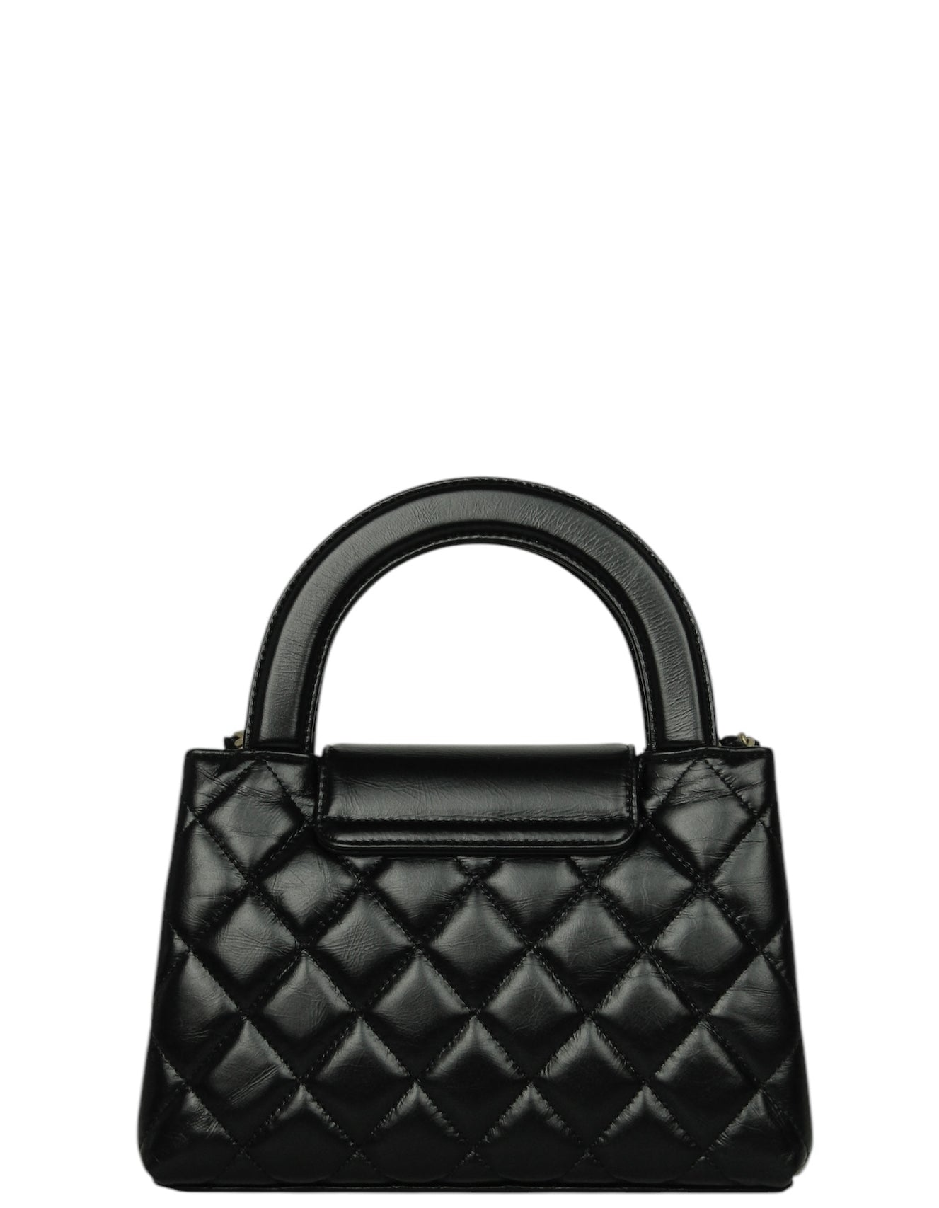 Chanel 2025 Black Calfskin Quilted Nano Kelly Shopper