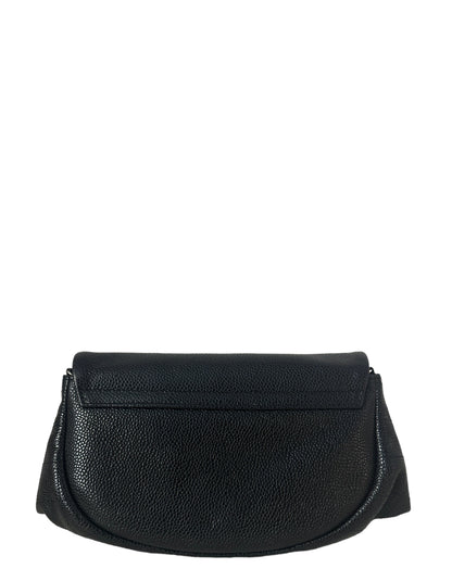 Chanel Black Caviar Leather Half Moon Wallet On Chain WOC Crossbody Bag