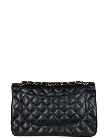 Chanel Black Caviar Leather Double Flap Jumbo Bag