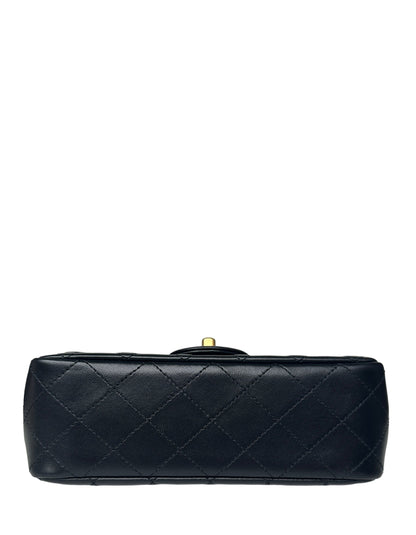 Chanel 2023 Black Lambskin Quilted Rectangular CC Pearl Crush Mini Flap Bag