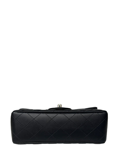 Chanel Black Lambskin Leather Quilted Rectangular Mini Flap Bag