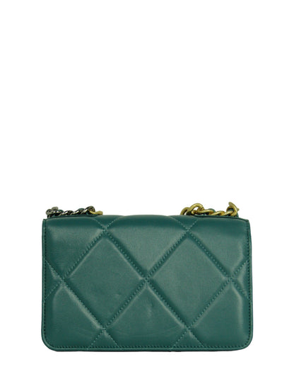 Chanel Blue-Green Lambskin Quilted 19 Wallet On Chain WOC Crossbody Bag