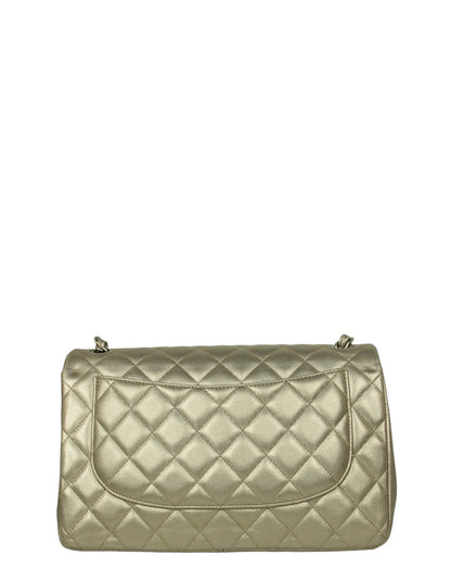 Chanel Gold Lambskin Double Flap Jumbo Bag