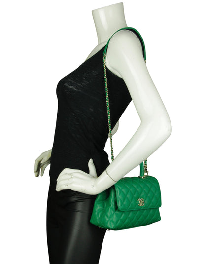Chanel 2024 Green Caviar Mini Coco Handle Flap Bag