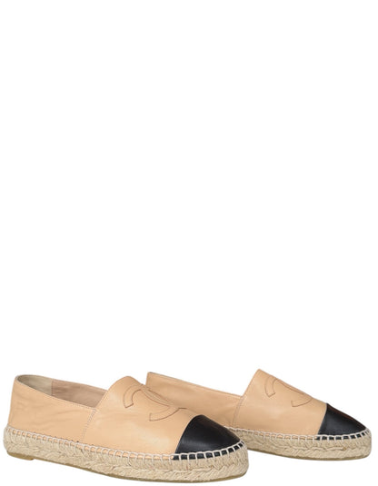 Chanel NEW Beige/Black CC Espadrilles sz 39