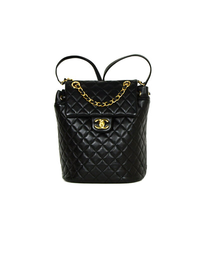 Chanel Black Lambskin Quilted Leather Small Urban Spirit Backpack Bag