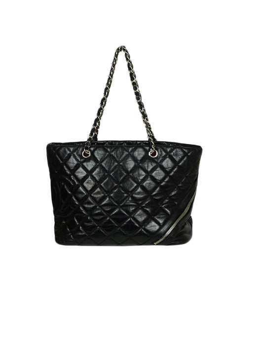 Chanel Leather Black Calfskin Leather CC Cambon Tote Bag
