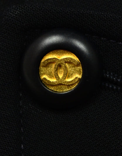 Chanel Vintage Black Wool Sailor Pants w/ 9 CC Buttons sz 34