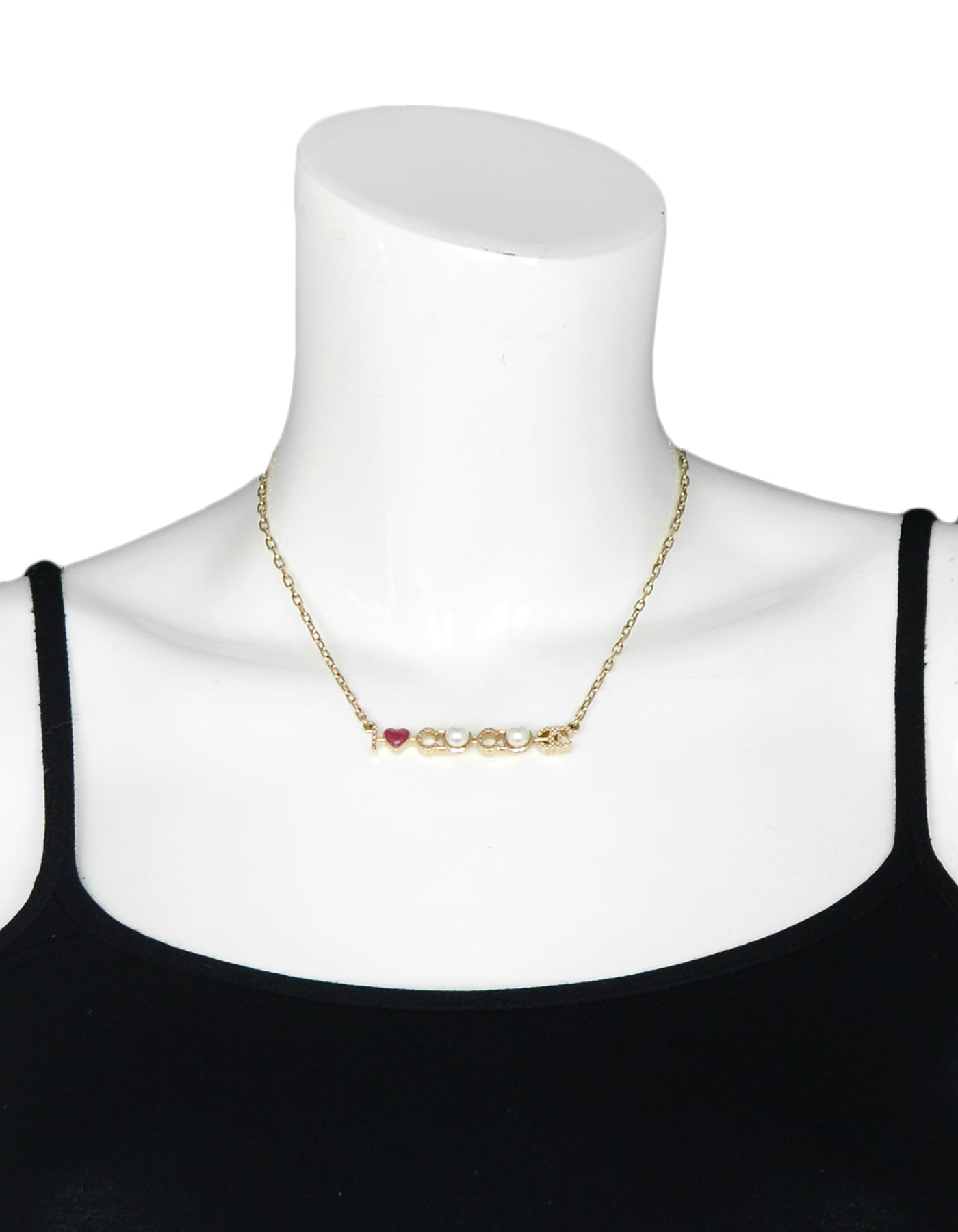 Chanel Goldtone "I Love Coco" Faux Pearl and Enamel Necklace