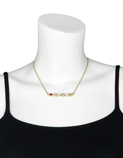 Chanel Goldtone "I Love Coco" Faux Pearl and Enamel Necklace