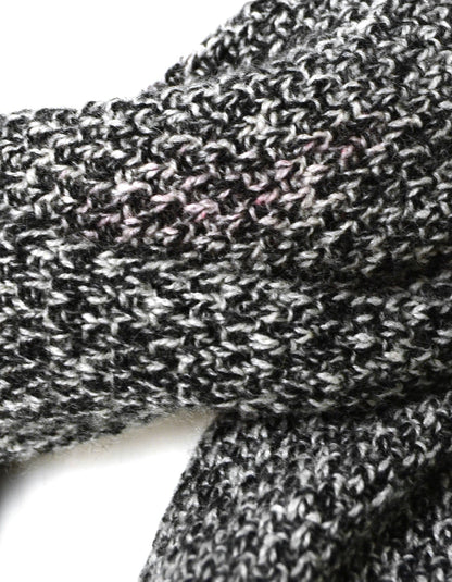 Chanel Black & White Cashmere w/ Red Trim Knit 88" Scarf w/ Puffy CC Detail