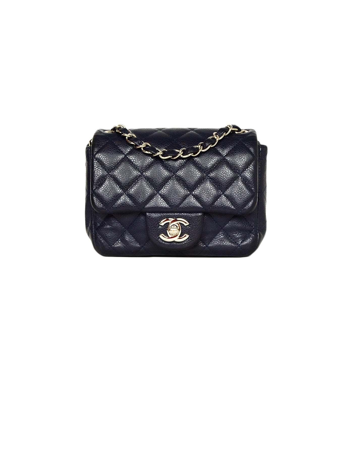 Chanel Navy Caviar Leather Mini Classic Bag