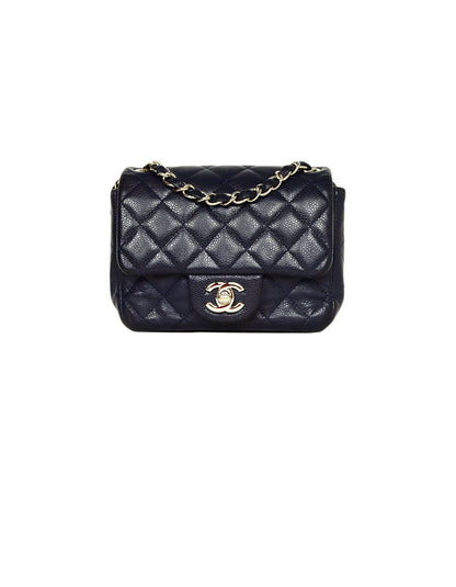 Chanel Navy Caviar Leather Mini Classic Bag