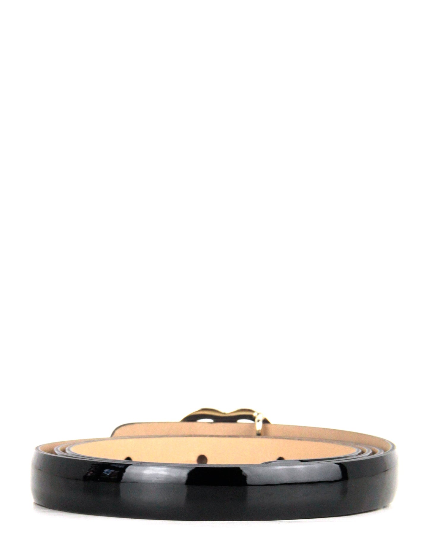 Chanel Black Patent Calfskin Leather CC Logo Skinny Belt sz 90
