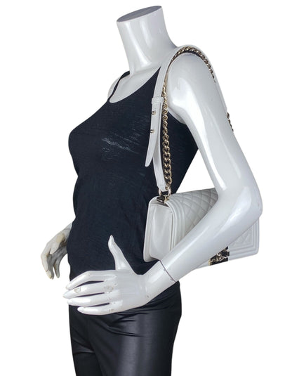 Chanel 2025 White Caviar Medium Boy Bag