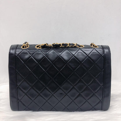 Vintage Rare Flap Bag Quilted Lambskin Medium Black