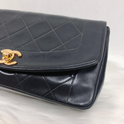 Small Classic Diana flap Black Lambskin GHW
