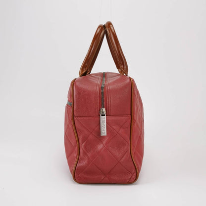 CHANEL Caviar Quilted Large Bowler Bag Red