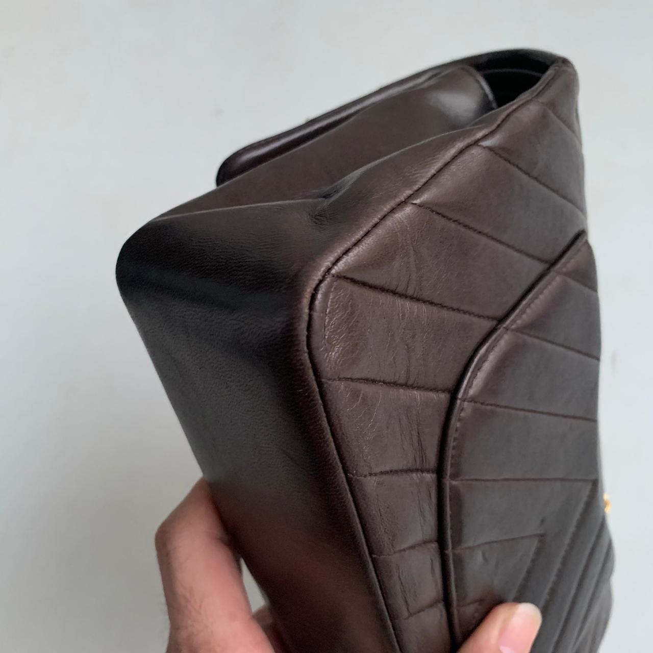 Vintage Classic Flap Chevron Medium GHW Brown